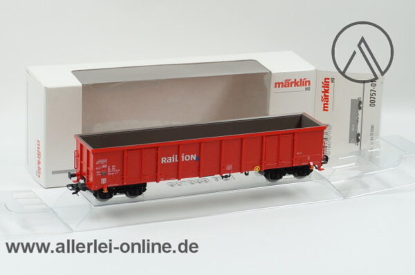 Märklin H0 | 00757-01 Offener Hochbordwagen Railion | Eanos-x 055 Güterwagen der DB mit OVP