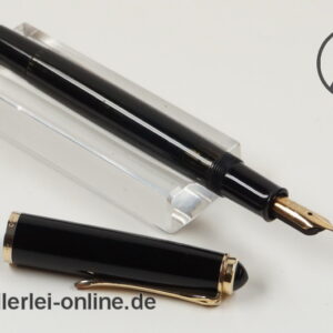 Pelikan 400N Füller | Kolbenfüller | schwarz gestreift | 14K/585 Goldfeder "F"