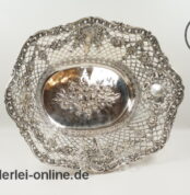 Ovale 800er Silber Durchbruchschale | Silberschale | Obstschale mit Rosendekor | 475 gr.