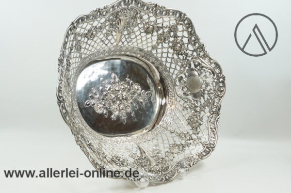 Ovale 800er Silber Durchbruchschale | Silberschale | Obstschale mit Rosendekor | 475 gr. 3