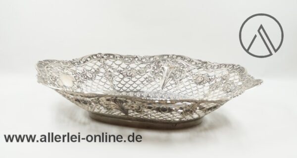 Ovale 800er Silber Durchbruchschale | Silberschale | Obstschale mit Rosendekor | 475 gr. 1