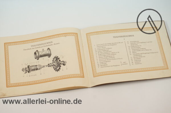 Original KOMET Hebellose Freilaufnabe | Stempel Werk Frankfurt am Main | Firmenbroschüre mit Fotos und Queschnitt-1