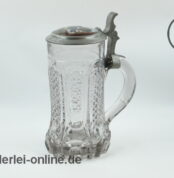 G. Staub Lohr am Main Reichszinn Krug | Glaskrug mit Zinndeckelkrug Auerhahn Porzellanbild