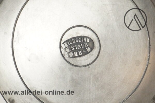G. Staub Lohr am Main Reichszinn Krug | Glaskrug mit Zinndeckel und Auerhahn Porzellanbild 3