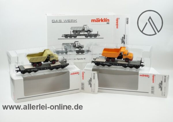 Märklin H0 | 48692 Wagen-Set mit Schwerlastwagen | Flachwagen Sammp 705 der DB mit OVP