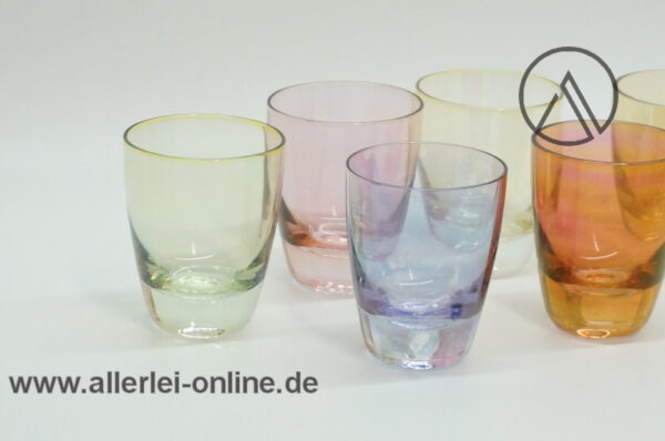 Bunte Schnapsgläser mit Glashalter | Schnapsglas-Set | Vintage 50-60er Jahre