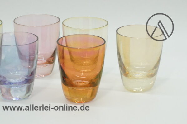 Bunte Schnapsgläser mit Halter | Pastellfarben Schnapsglas-Set | Vintage 50-60er Jahre