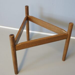 Runder Dreibein Hocker / Sitzhocker - Holz mit Polsterauflage, rot 60-70er Jahre-1