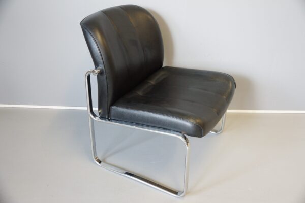 Leder Lounge Chair | Stuhl / Sessel | mit Chrom Gestell | Vintage 70-80er Jahre Design