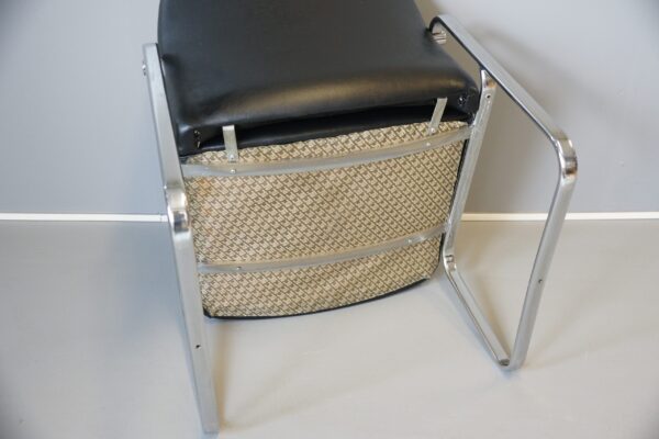 Leder Lounge Chair | Stuhl / Sessel | mit Chrom Gestell | Vintage 70-80er Jahre Design-4