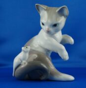 Lladro Porzellan | Katze und Maus Figur / Porzellanfigur