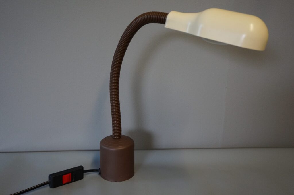 70-80er Jahre Schwanenhals Lampe | Schreibtischlampe - Tischleuchte, braun