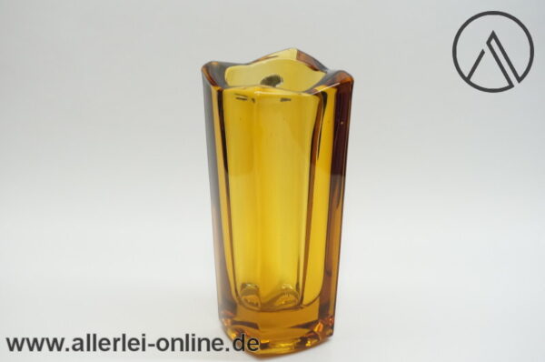 Glas Vase | Blumenvase dickwandiges Glas | Bernsteinfarben - 20 cm | Vintage Glasvase