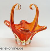 Glas Korbschale | Obstschale ,dickwandig | Glaskörbchen Schale | rot-klar | 25 cm