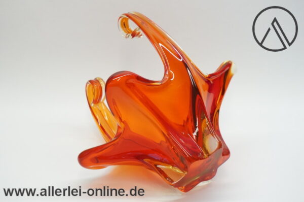 Glas Korbschale | Obstschale ,dickwandig | Glaskörbchen Schale | rot-klar