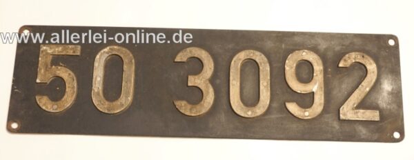 Original Lokschild 50 3092 | Lok-Nummernschild | BR 50 Bauart 1'E-h2 | Dampflok Eisen / Stahlschild 70x20 cm
