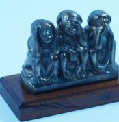 Drei weise Affen Bronze Figur | Schreibtisch Dekoration | Vintage Tierfigur