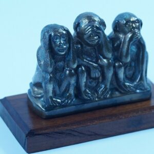 Drei weise Affen Bronze Figur | Schreibtisch Dekoration | Vintage Tierfigur