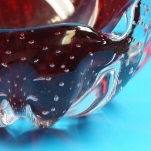 Murano Glas | Vintage Bubbleglas Aschenbecher | Ashtray ,rot