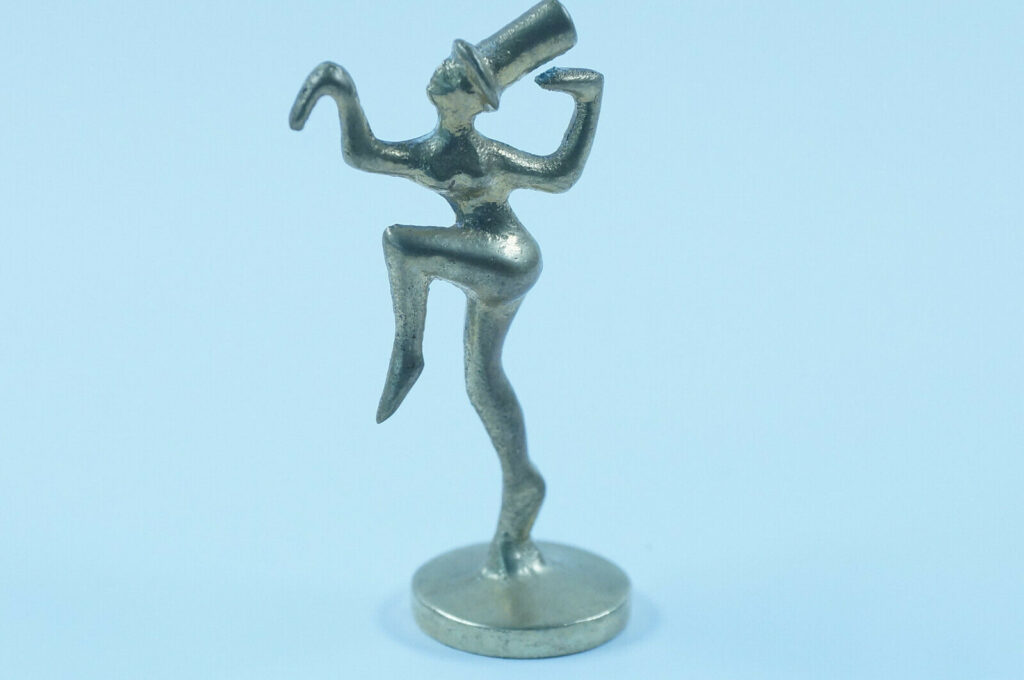 Alte Gluttöter Messing | Bronze Figur – Tanzender Mann mit Zylinder | Vintage Bosse – Baller Ära