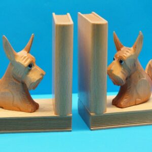K&S Rhön Kunst | Hunde Buchstützen | Holz geschnitzt | Tierfigur ( Schnauzer )