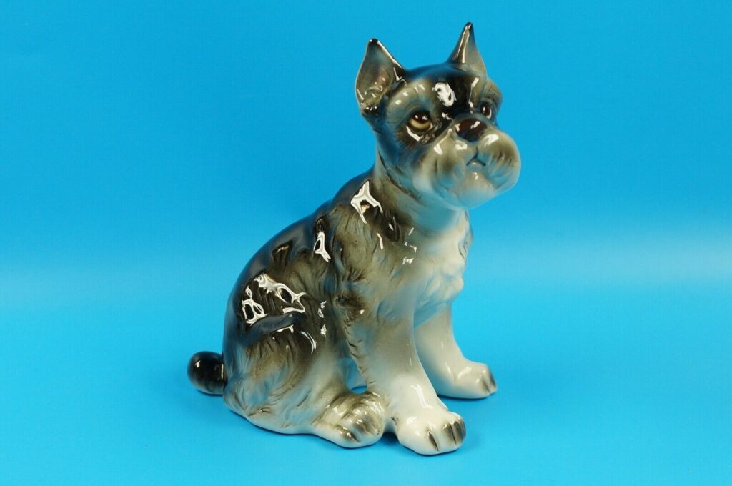 Keramik Figur Hund Schnauzer sitzend