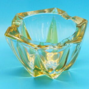 Glas Aschenbecher / Blockascher | gelb, klar | Vintage 50-60er Jahre Ashtray