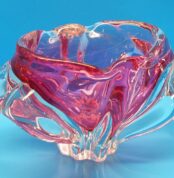 Murano Design Glas Schale | Aschenbecher | klar/rosa | Vintage Glass Ashtray