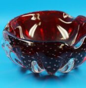 Murano Design Glas | Vintage Bubbleglas Schalen Aschenbecher | Ashtray ,rot