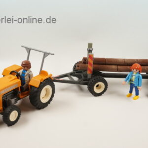 Playmobil Traktor mit Langholzanhänger und Figuren aus Set 4209