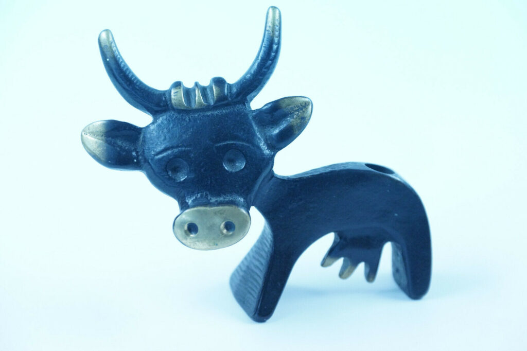 Bronze Stifthalter | Schmuckhalter Kuh Tierfigur | Vintage 50-60 Jahre | Walter Bosse Ära