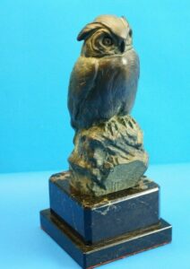 Wayach Bronze Skulptur | Eule Bronzefigur auf Marmor Sockel