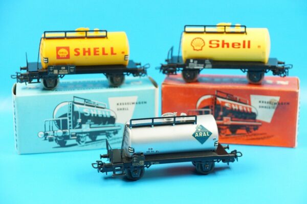 3 x Märklin H0 Güterzug Shell und Aral Kesselwagen 4502 (2 x mit OVP)