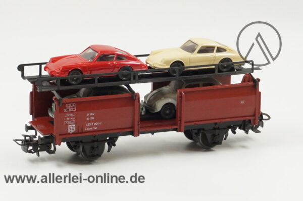 Märklin H0 | 4613 Autotransportwagen mit 4 Wiking Modellen | Güterwagen mit OVP