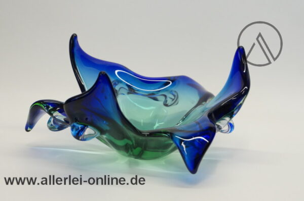 Herrliche mehrfarbige Sommerso Glas Schale | Glasschale | Zipfelschale 60-70er Jahre