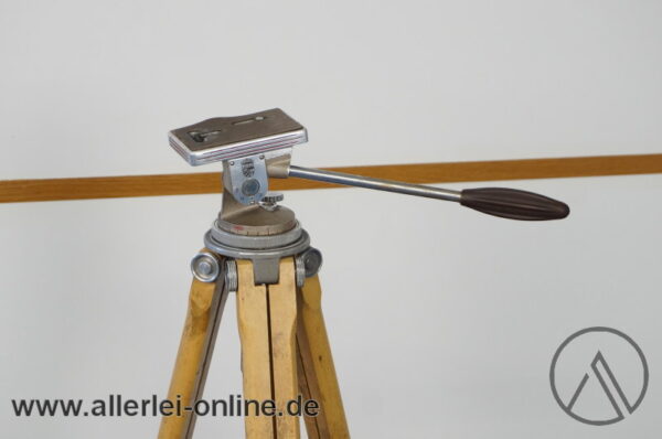 Linhof Dreibein Holz-Stativ mit Neigekopf | Vintage Tripod Holzstativ