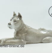 Heubach Porzellanfigur | liegende Deutsche Dogge | Jugendstil Hund Porzellan Figur