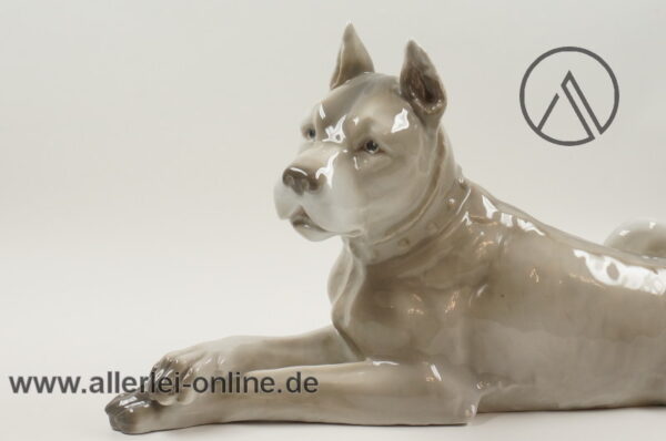 Heubach Porzellanfigur | liegende Deutsche Dogge | Art Deco Hund Porzellan Figur