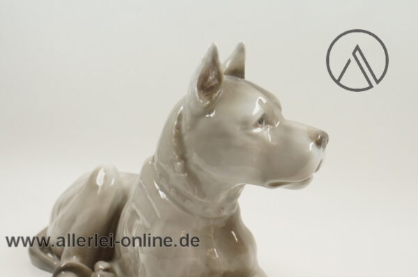 Antik Heubach Hund Porzellanfigur | liegende Deutsche Dogge