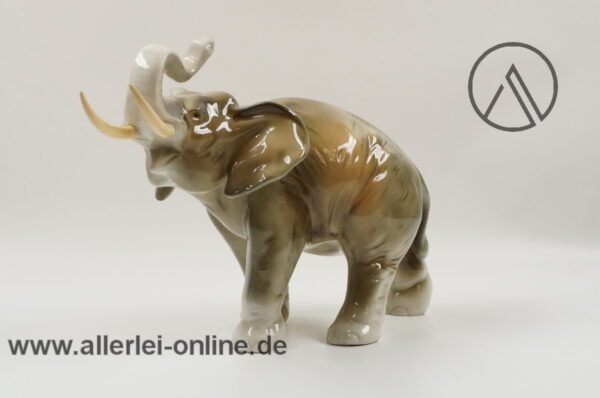 Royal Dux Bohemia Porzellanfigur | Elefant | 60-70er Jahre Porzellan Figur | 22 cm