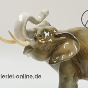 Royal Dux Bohemia Porzellanfigur | Elefant | 60-70er Jahre Porzellan Figur