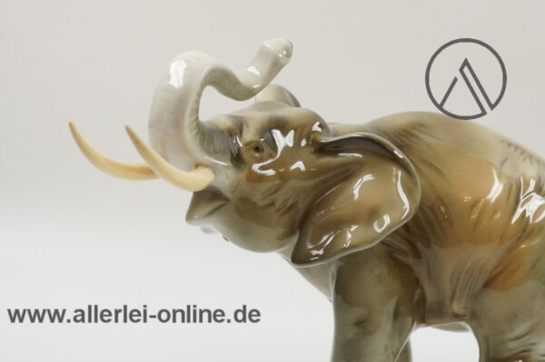 Royal Dux Bohemia Porzellanfigur | Elefant | 60-70er Jahre Porzellan Figur