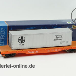 Mehano H0 | A.T.S.F. SANTA FE Flat Car mit Container | T115/54621 Containerwagen mit OVP