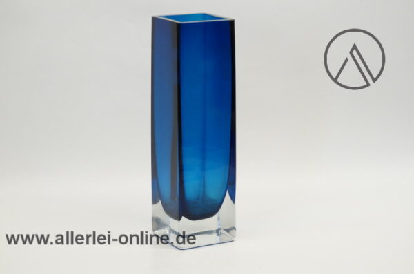 Gral Kristall Vintage Glas Vase | Blumenvase 70er Jahre | blau | H 21cm