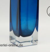 Gral Kristall Vintage Glas Vase | Blumenvase 70er Jahre | blau | H 21