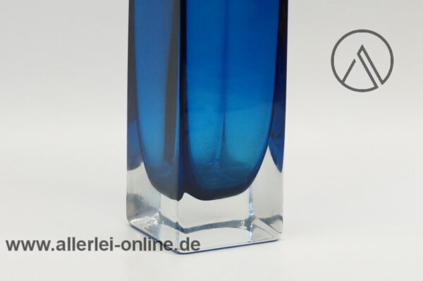 Gral Kristall Vintage Glas Vase | Blumenvase 70er Jahre | blau | H 21