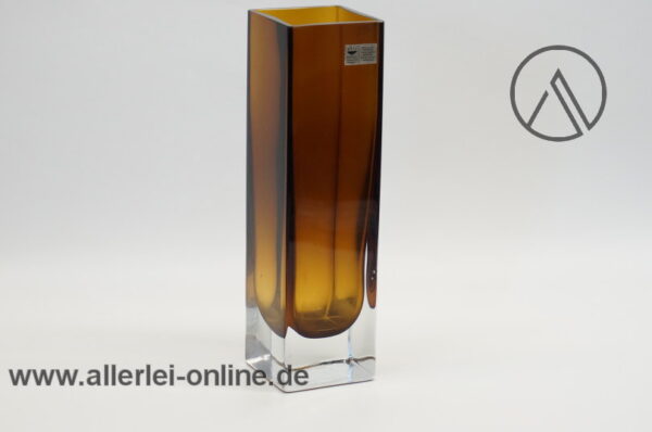 Gral Kristall Vintage Glas Vase | Blumenvase 70er Jahre | braun | H 21cm