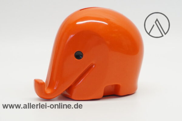 Luigi Colani Design Elefant Spardose | Sparbüchse | mit Schlüssel | 60-70er Jahre | Dresdner Bank | rot