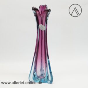 Murano Sommerso Glas | Vase - Zipfelvase | 31 cm | Lila - Blau | Vintage 70er| Italien4
