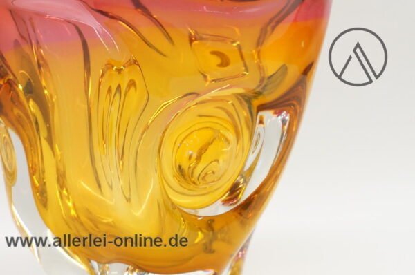 Herrliche mehrfarbige Sommerso Glas Schale | Glasschale | 60-70er Jahre | Orange Rosa 2